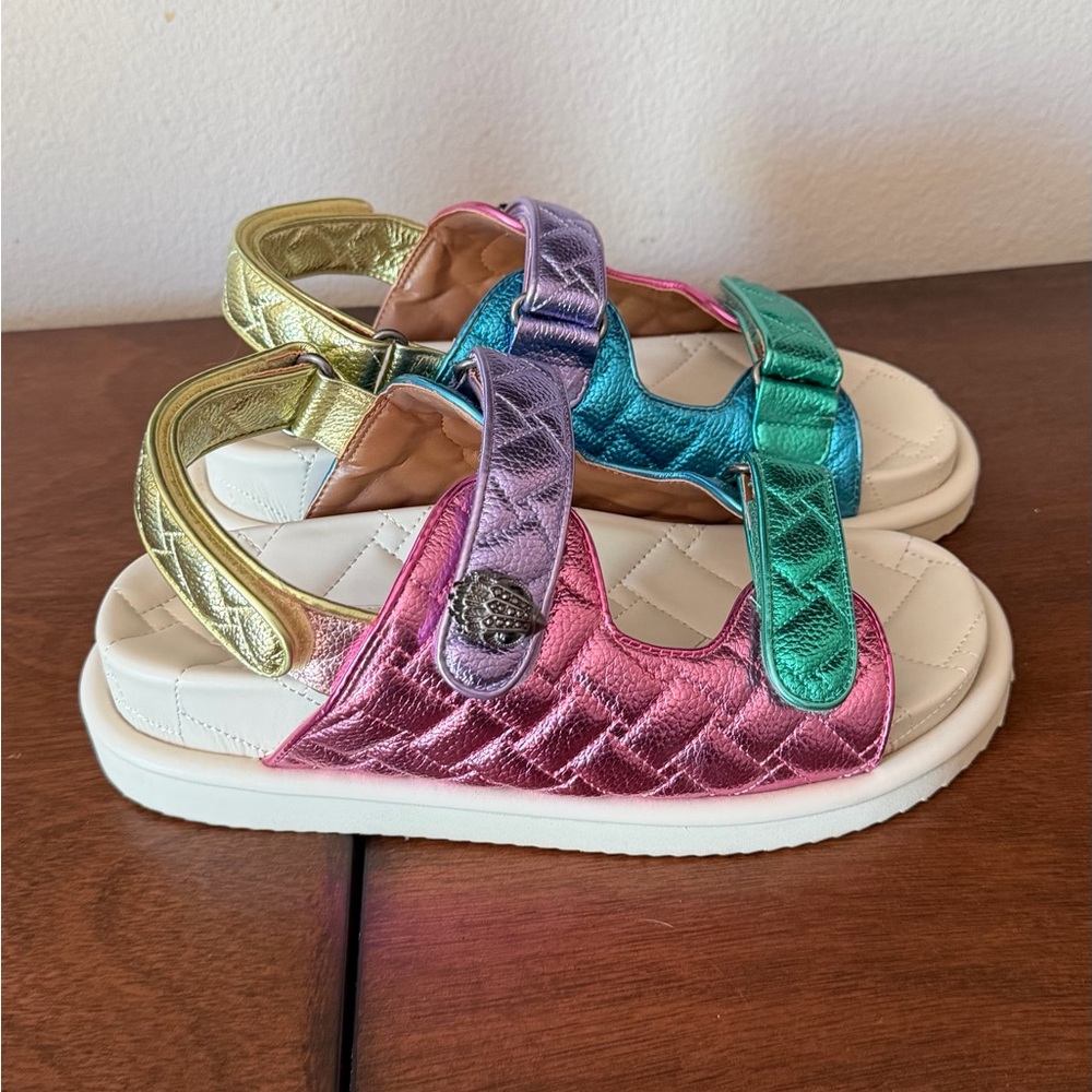Kurt Geiger Multicolor ORSON Quilted Metallic  Leather Sandals US 10